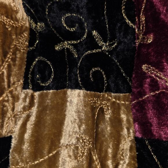 Marisol Patchwork Velour Jacket Top PLUS Sz 2X Embroidered *FLAW Boho Hippie 90s - Picture 5 of 16